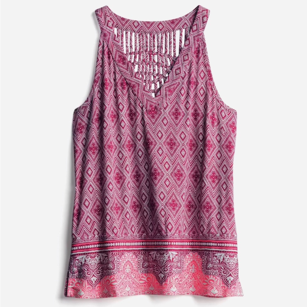 NWT “Edgar” border print top by Skies are Blue from Stitch Fix sz S in magenta